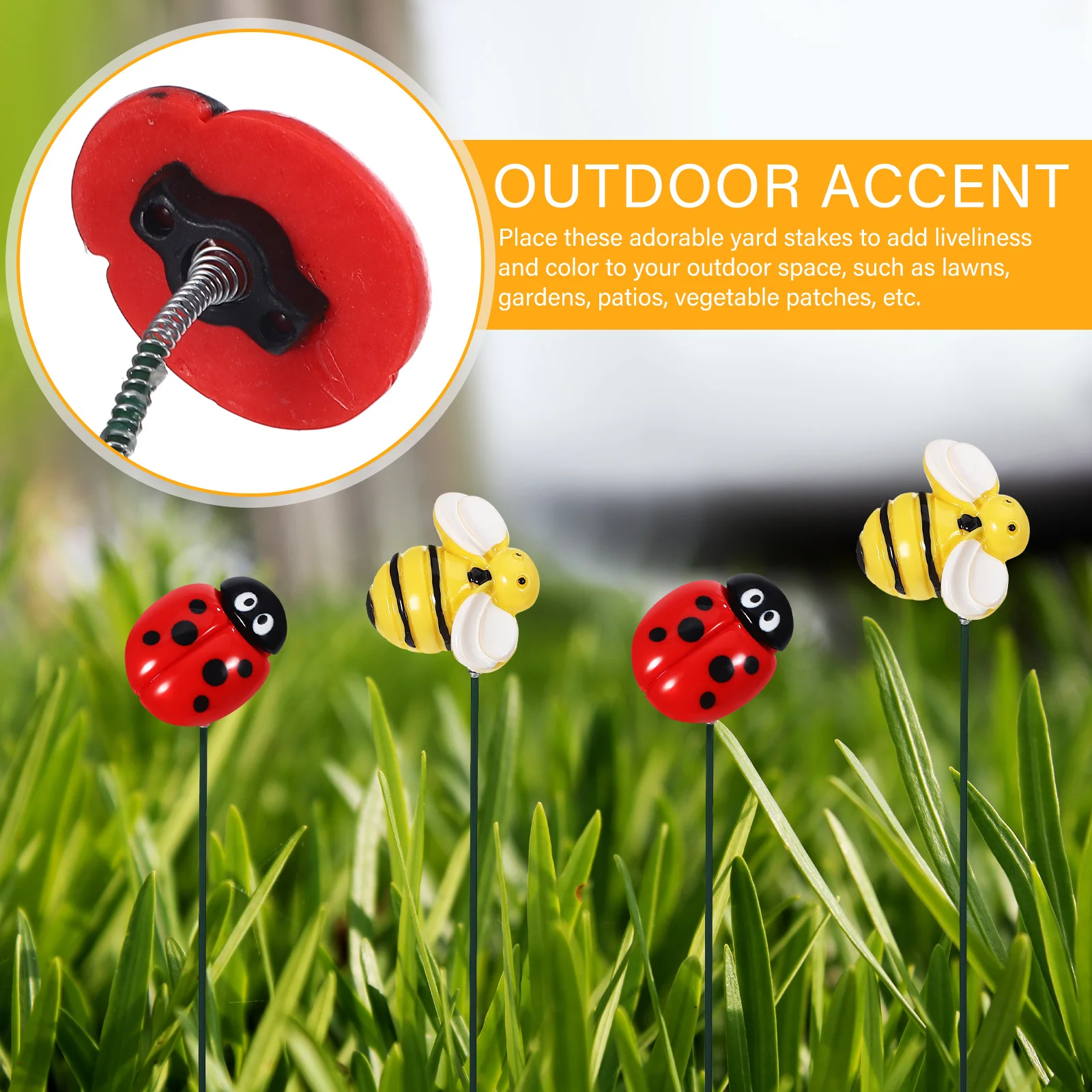 

20pcs Garden Ornaments Resin Bee Ladybug Decorations Outdoor Yard Patio Lawn Resin Garden Decor Accents Spring Decors
