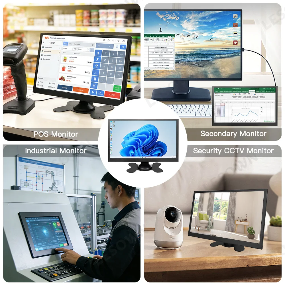 LESOWN 10.1 Inch Portable HDMI AV Monitor with Speaker and Remote Screen for CCTV Security Camera Raspberry Pi PC DVR VESA Mount