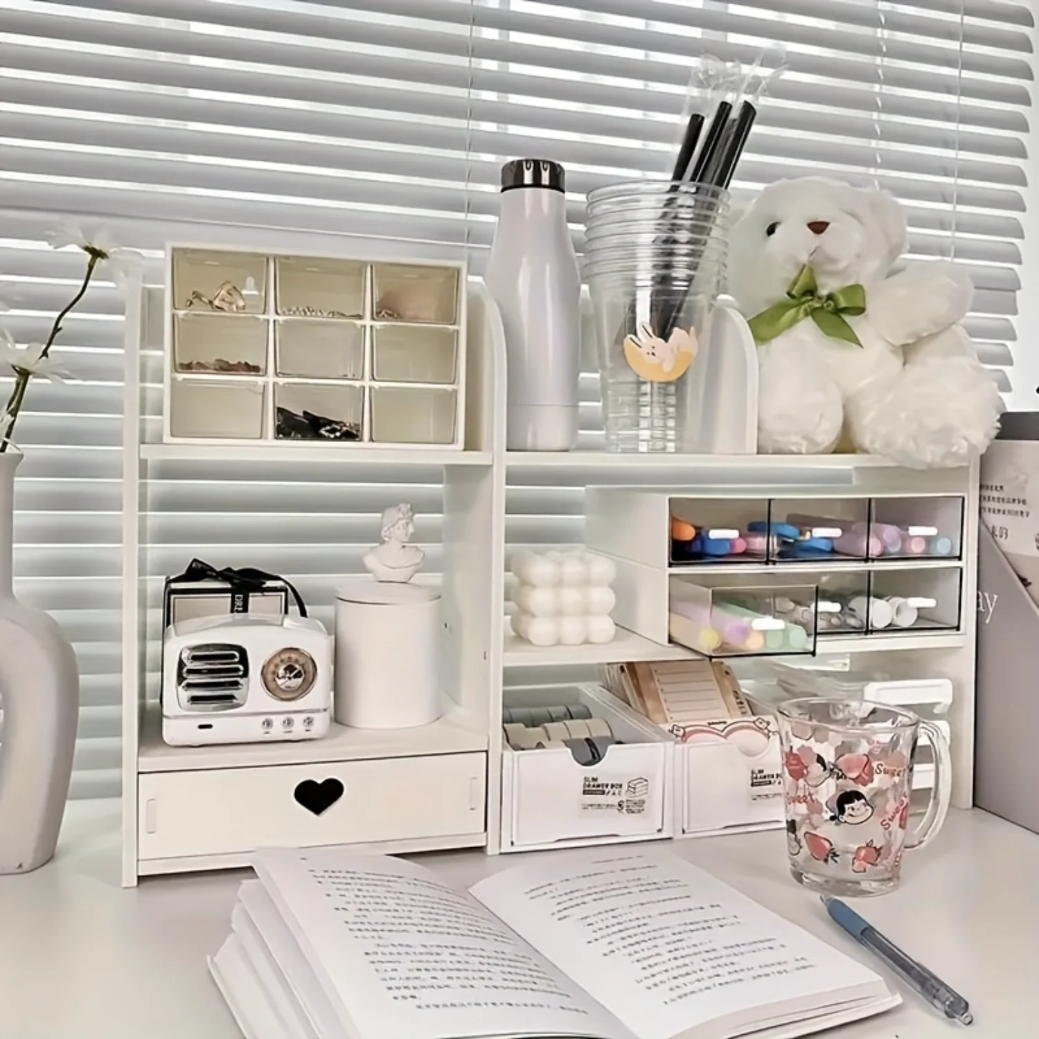 Multi-Functional Sturdy Double-Layer Wooden Desk Organizer - Space-Saving Shelf For Office & Dorm Books, Stationery, And Cosme