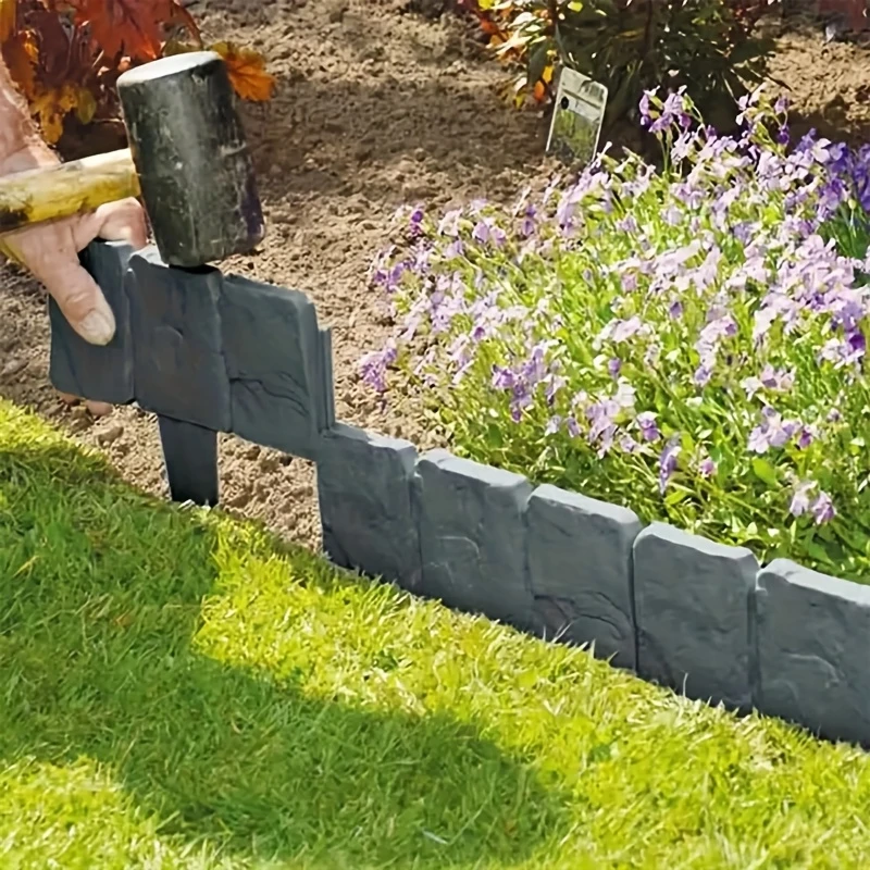 

20 упаковок, имитация камня, пластиковый садовый забор, клумба, украшение для двора, собранный, бордюр для наружного забора