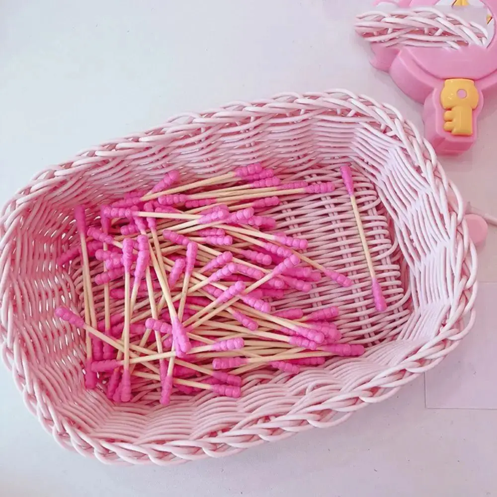 

100 Pcs/Pack New Pink Disposable Cotton Swab Double Head Ear Clean Cotton Swab Sticks Makeup RemoverCotton Nose Ears Cleaning