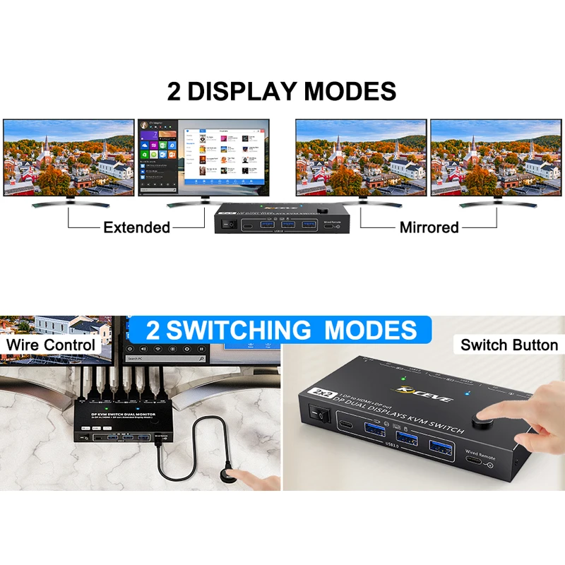 محول تحكم متزامن KVM ، جهاز تقسيم الشاشة الحية للألعاب ، محطة إرساء موسع ، USB ، DP ، 8K ، 30Hz