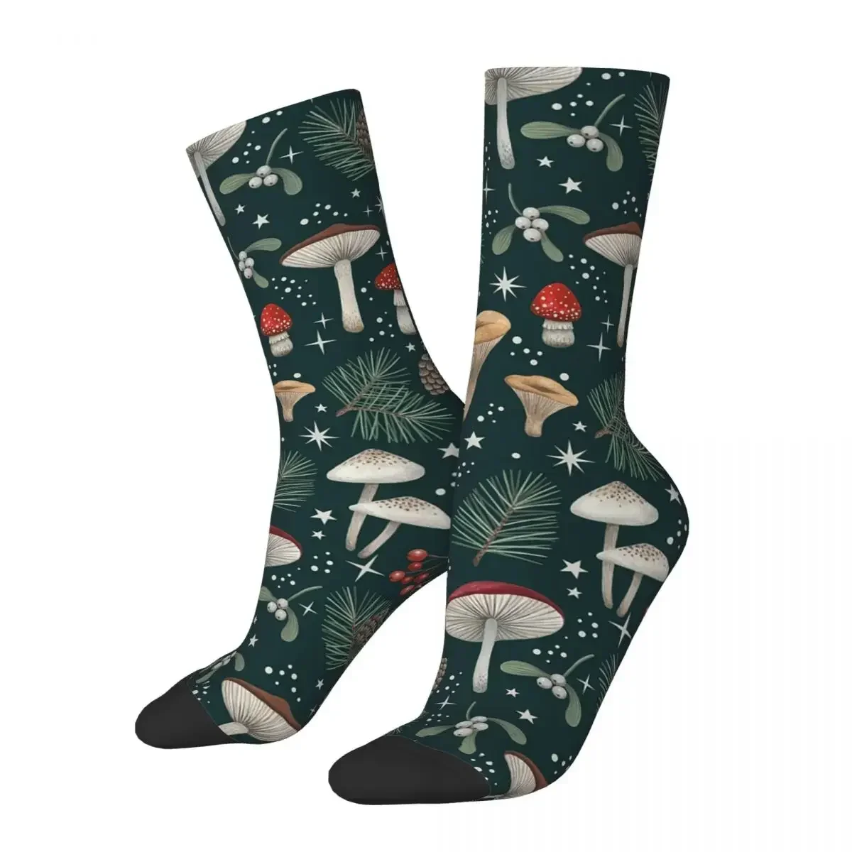 Winter Forest (Deep Green) Socks Harajuku High Quality Stockings All Season Long Socks for Man's Woman's Birthday Present