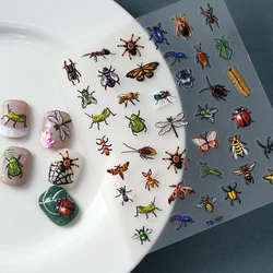 1 piece 5D Chic Dragonfly Insect Butterfly Nail Sticker Retro Totem Nail Art Decoration Sticker Heart Shape Nail Art Decal