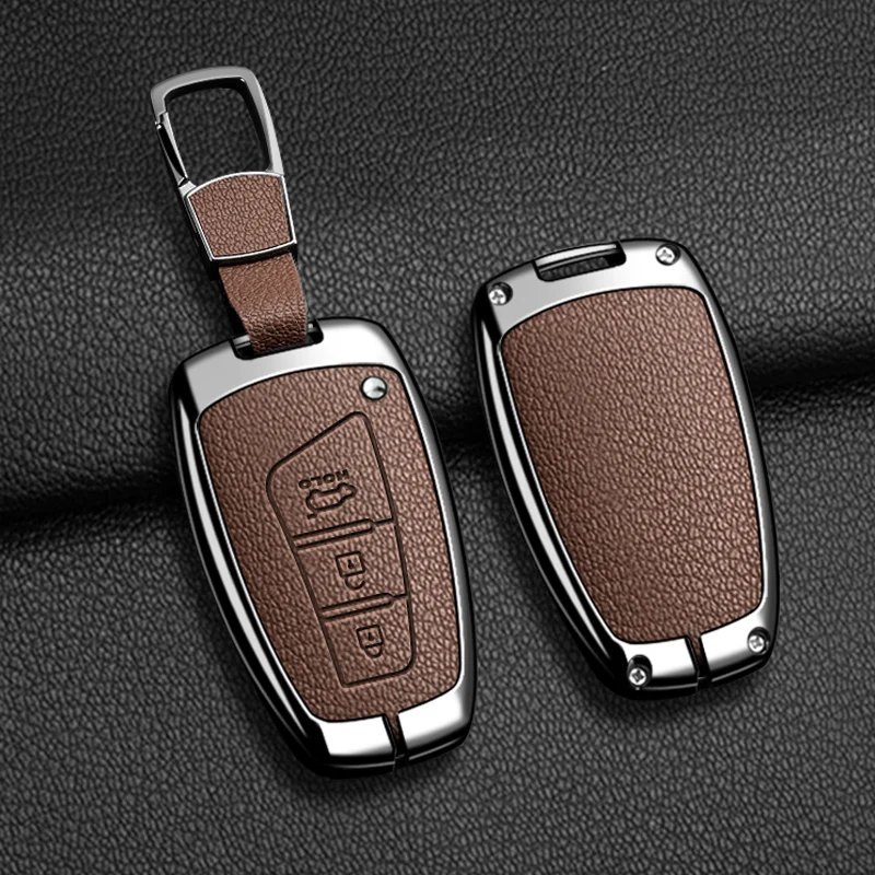 حافظة مفاتيح جلدية مصنوعة من سبيكة السيارة لسيارة Hyundai Grandeur HG Sedan Santa Fe 3DM Grand SantaFe 2018 IX45 EQUUS Azera Genesis Keychain