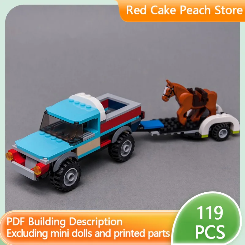 

Модель городской автомобиль MOC, строительные кирпичи, транспортный автомобиль с лошадью, модульная технология, детские праздничные подарки, сборные игрушки, костюм