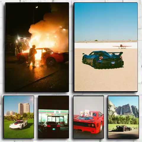 Japandi style Sports Car City  Poster Aesthetic Wall Art Canvas Poster Room Decoration Items Bedroom Decor