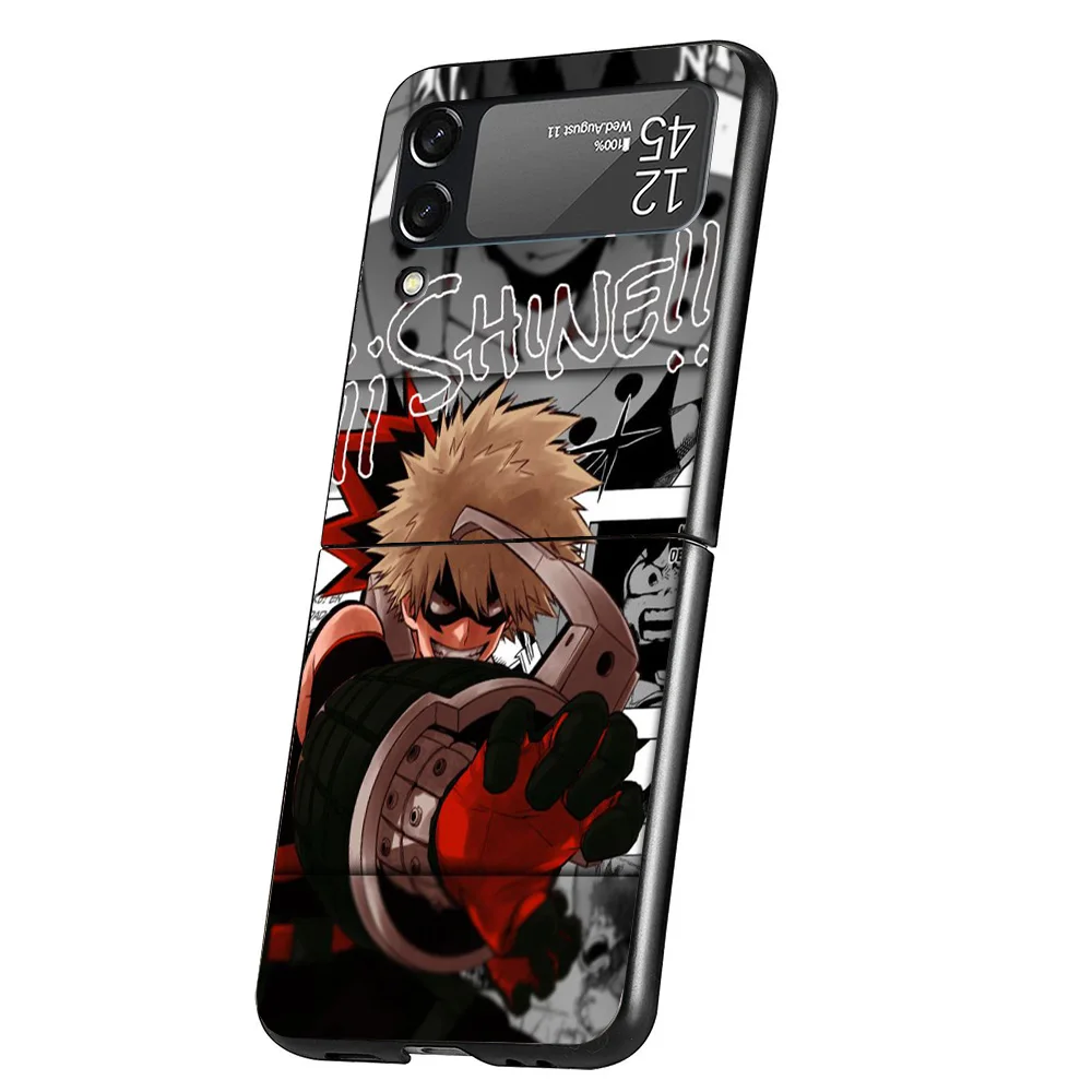 My Hero Bakugou Katsuki Cover Phone Case For Samsung Galaxy Z Flip 6 5 4 3 5G Flip6 Flip5 Flip4 Flip3 Black Hard Fundas Shell