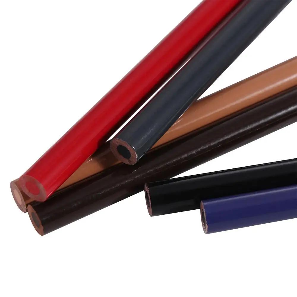 6-Farben-Augenbrauenstift aus Holz, Rot, Blau, nicht verschmiert, Augenbrauentönung, Lipliner, langlebiger Microblading-Markierungsstift für Anfänger