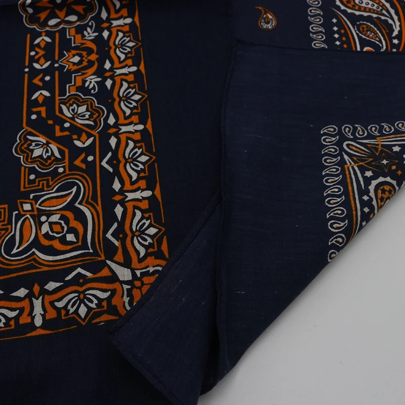 Dark Blue Paisley Cotton Bandana For Men Pocket Square Heawear Hair Bands Headscarves