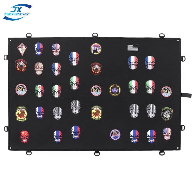 Tactical Morale Patch Panel Badge Storage Cloth Armband Display Board ID Patches Foldable Hook Loop Surface D-Rings