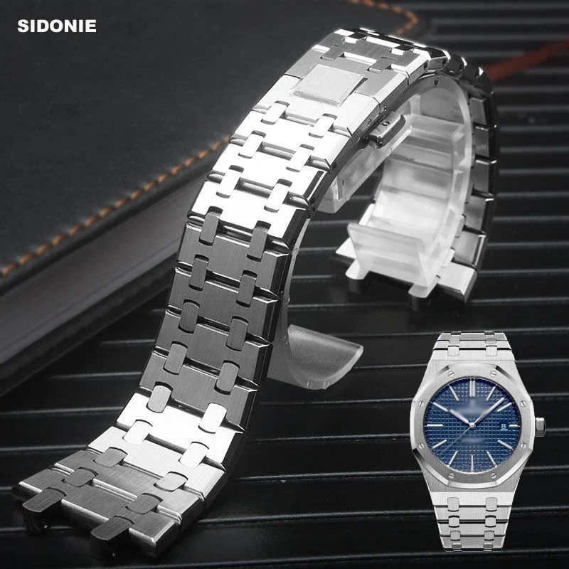 26mm 28mm  Silver 316L Stainless Steel Bracelet For AP 15400 Audemars Piguet Royal Oak Strap Men Watch Band