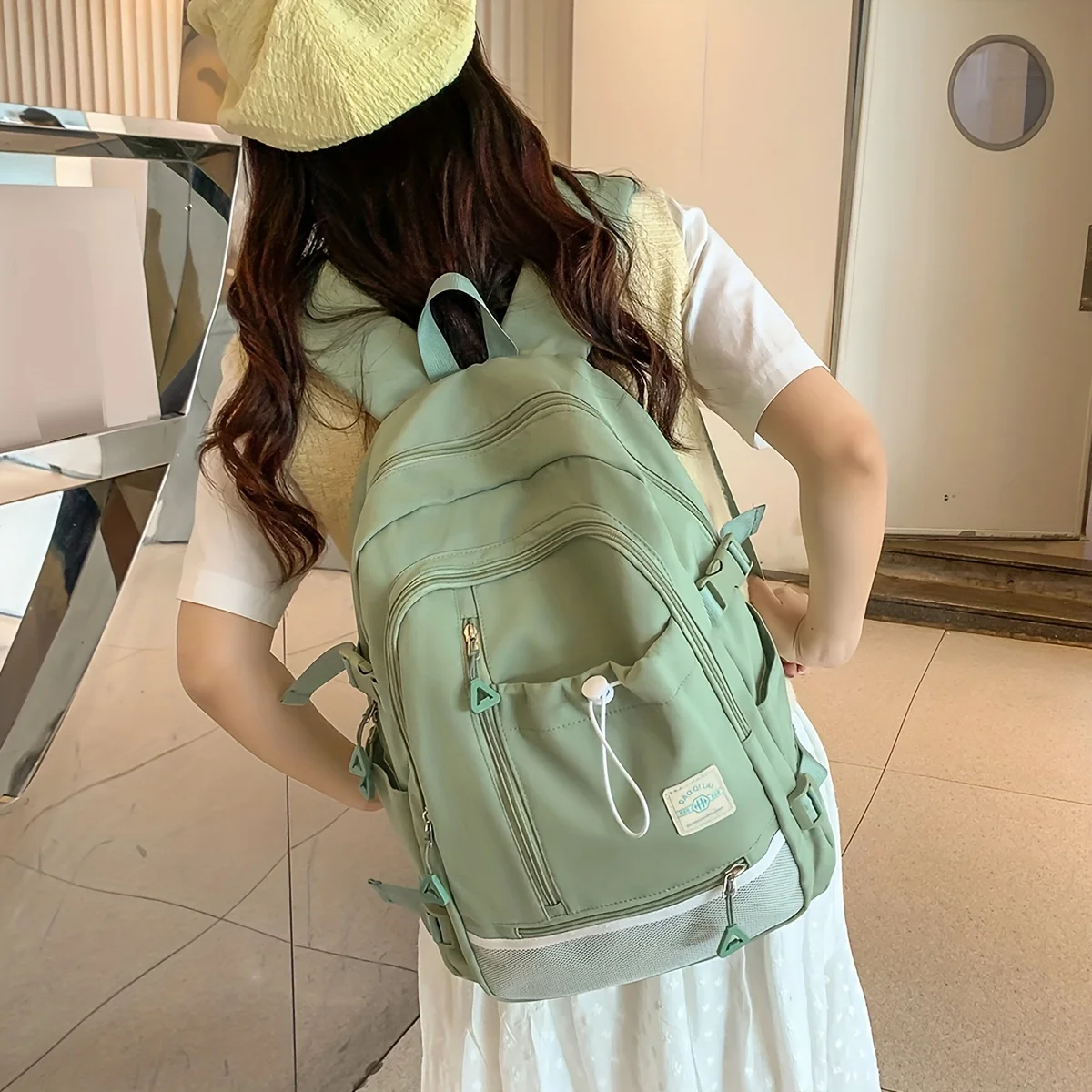 New casual school bag for female college students, simple and versatile girly heart backpack, boyish treasure backpack for women