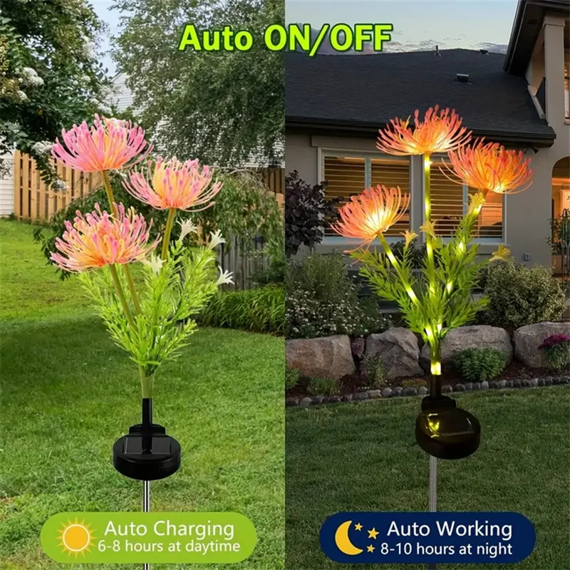 Outdoor Solar Simulation Flower Ground Lamp Red Magic Lily LED Lights House Lawn Flower Bed Fence Garden Decoration
