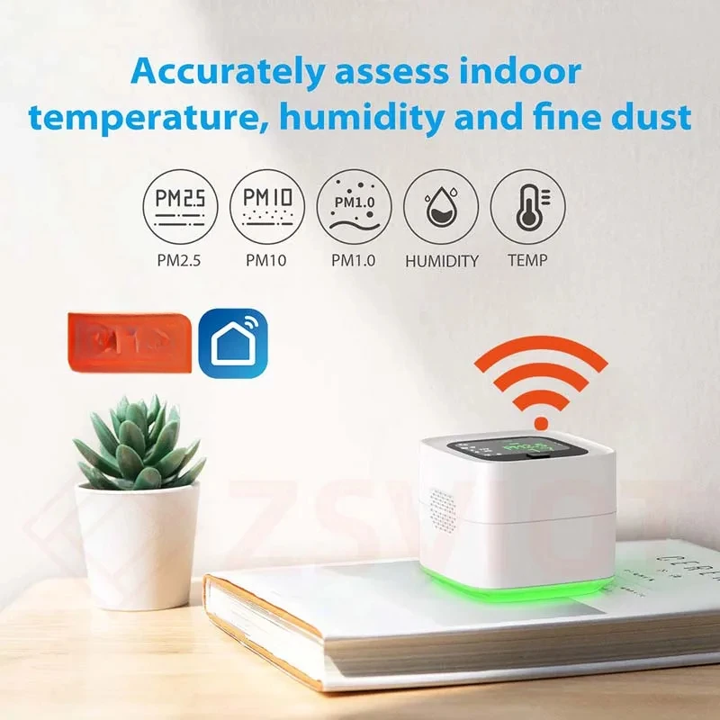 LEDEAST ZSWKD Tuya Smart WIFI Umwelt Detektor Messen PM2,5 Temperatur Und Feuchtigkeit Steuerung Innen Luft Qualität Monitor