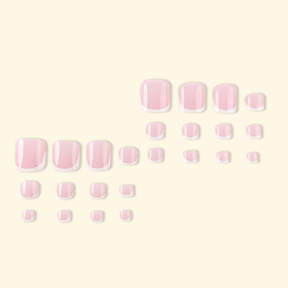 Buy in Bulk Pay One Shipping Fee Only 24PCS French Design Fake Toe Nail Press on Toe Nail False Nails Acrylic Reusable Toe Nail