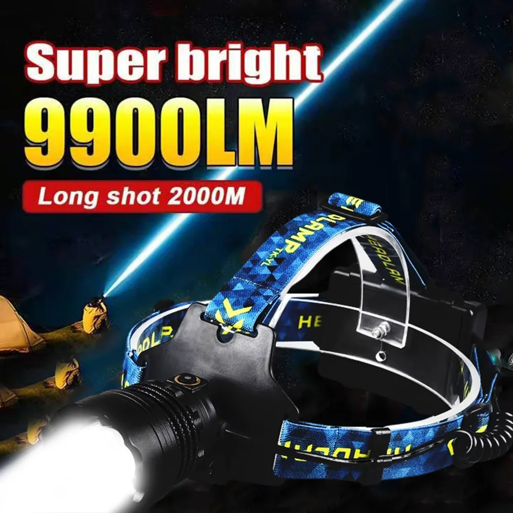 High Power LED Headlamp Spotlight Long-range Wick Headlight Super Bright Telescopic Zoom Head Lamp Flashlight Fishing Light
