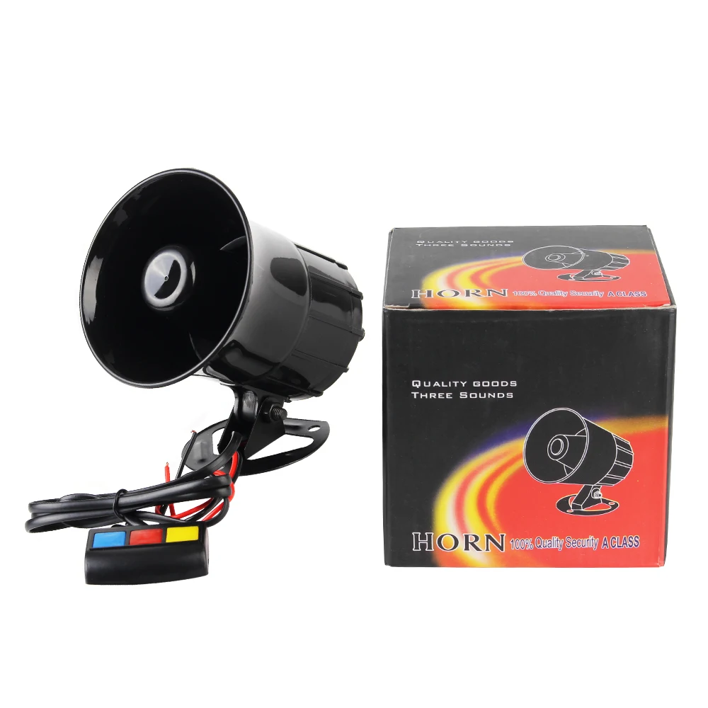 Siren Horn 110dB 12V 3 Tone Sound Motorcycle 3 Sounds Horn Loud Speaker Loud Car Horn Motorcycle Warning Alarm