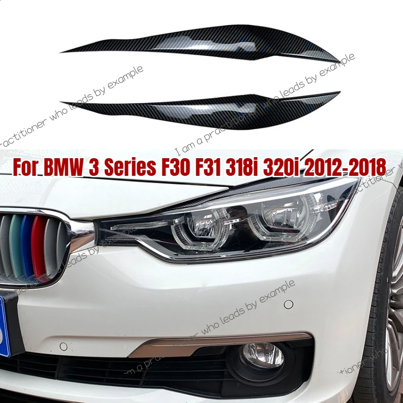 

For BMW 3 Series F30 F31 318i 320i 2012-2018 2pcs Car Headlight Eye Lid Covers ABS Carbon Headlight Lamp Eyebrows Trim Stickers