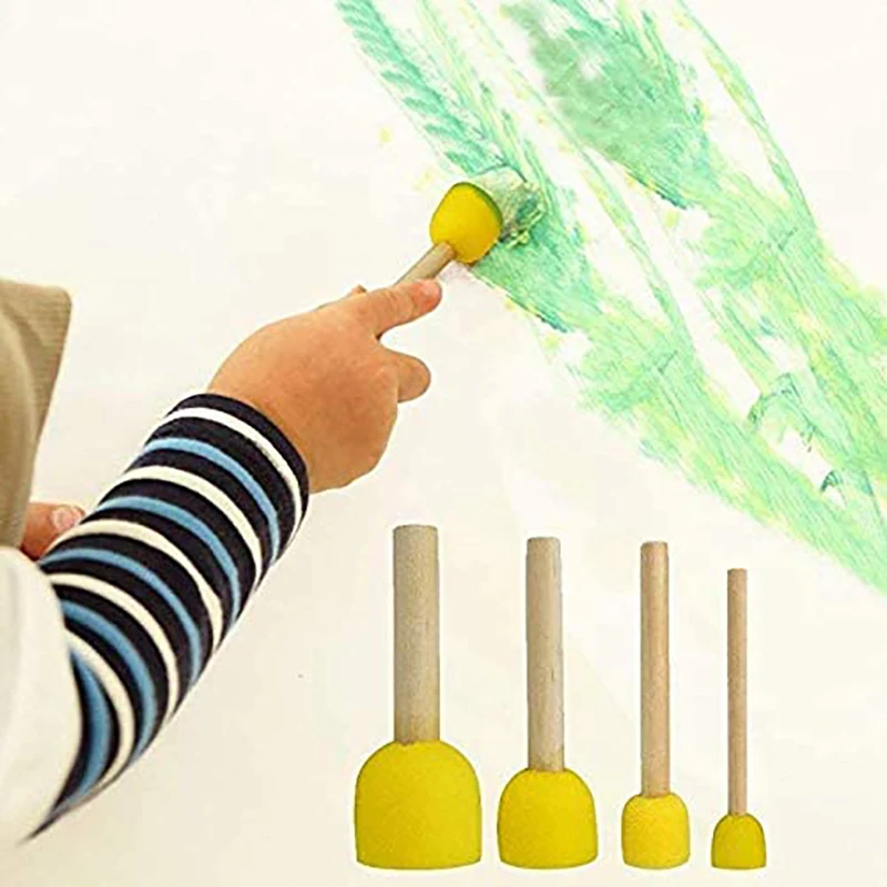 60 Pieces of Round Paint Foam Sponge Brush Set Painting Tools, Brush Set, Suitable for Children Handicrafts