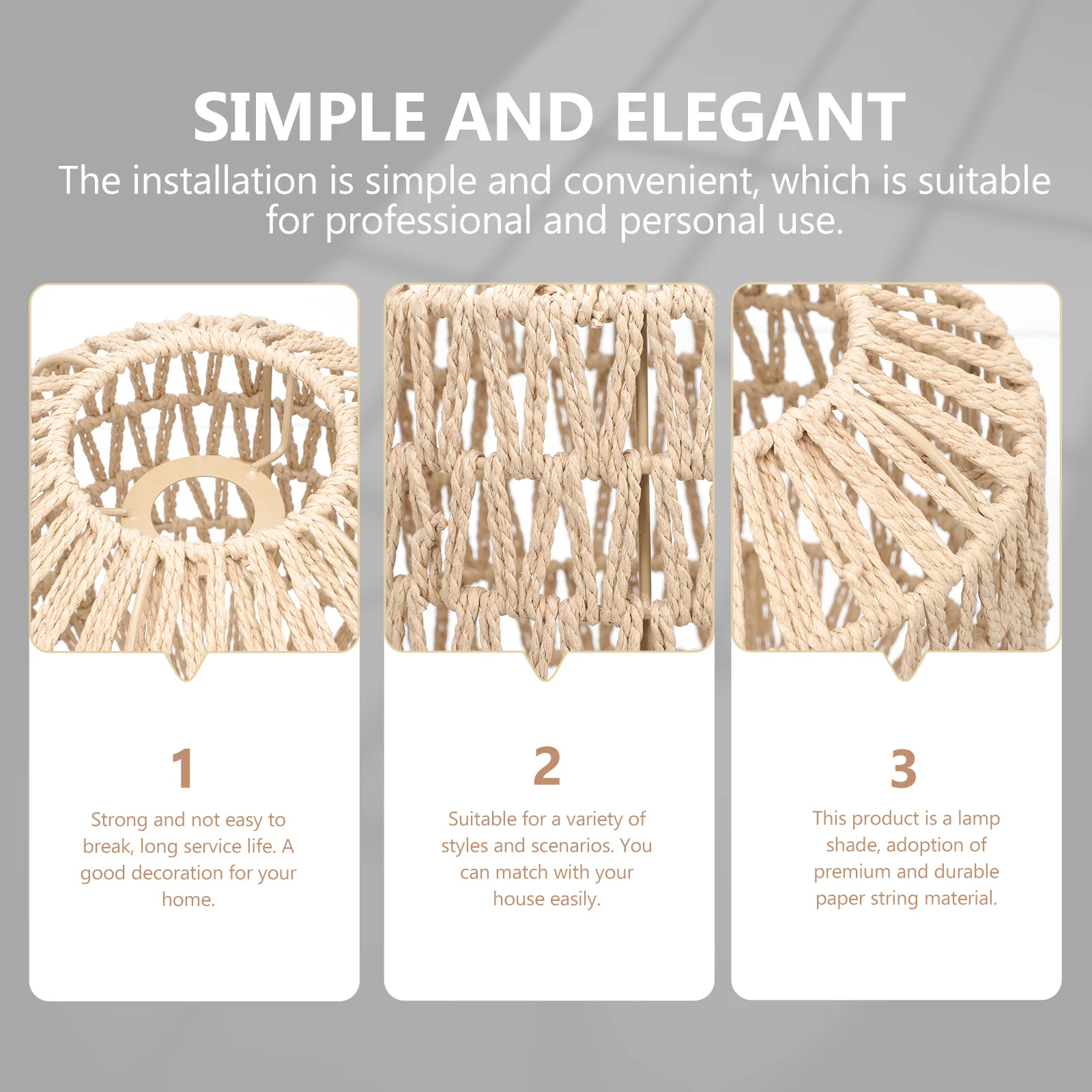 

Premium Material Woven Lampshade Rustic Design Ceiling Light Cover Easy to Assemble for Home Decoration Woven Lampshade