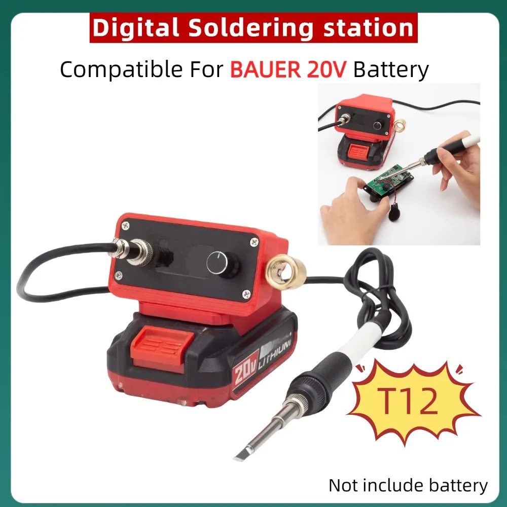 

T12 Cordless Soldering Iron For BAUER 20V Lithium Battery Portable Intelligent Digital Soldering Table For DIY Repair