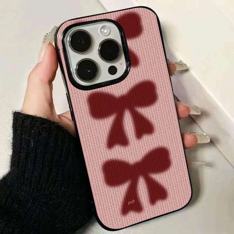 귀여운 리본 보우 광택 소프트 폰 케이스 아이폰 17 16 16e 15 14 13 12 11 프로 맥스 X XR 17 에어 7 8 플러스 SE2 충격 방지 커버