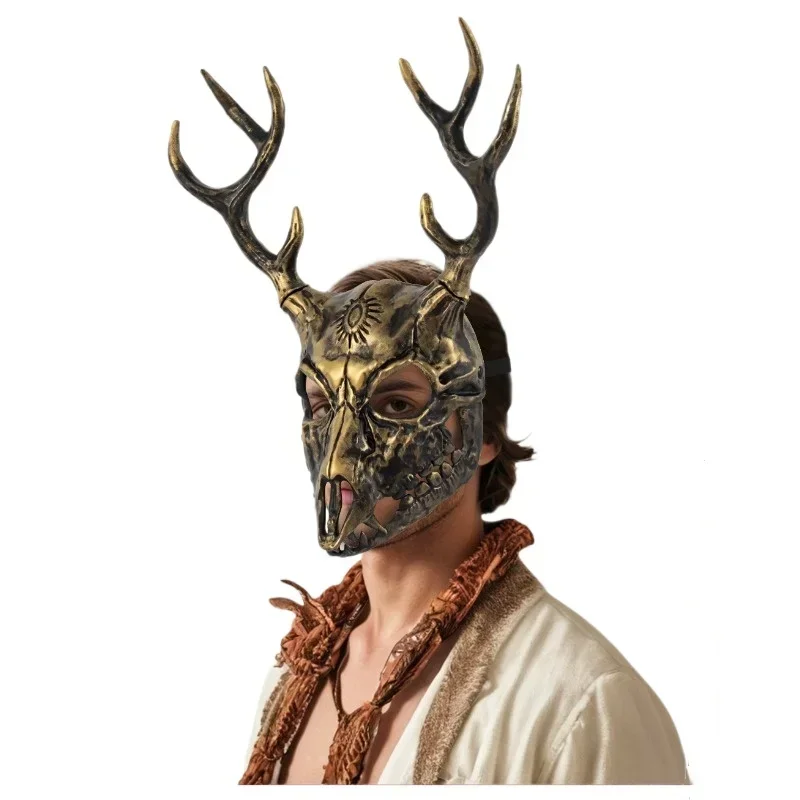 2in1 Deer Mask Removable Antler Soft Monster Animal Bone Full Face Masquerade Party Carnaval Mask Horror Halloween Cosplay Props