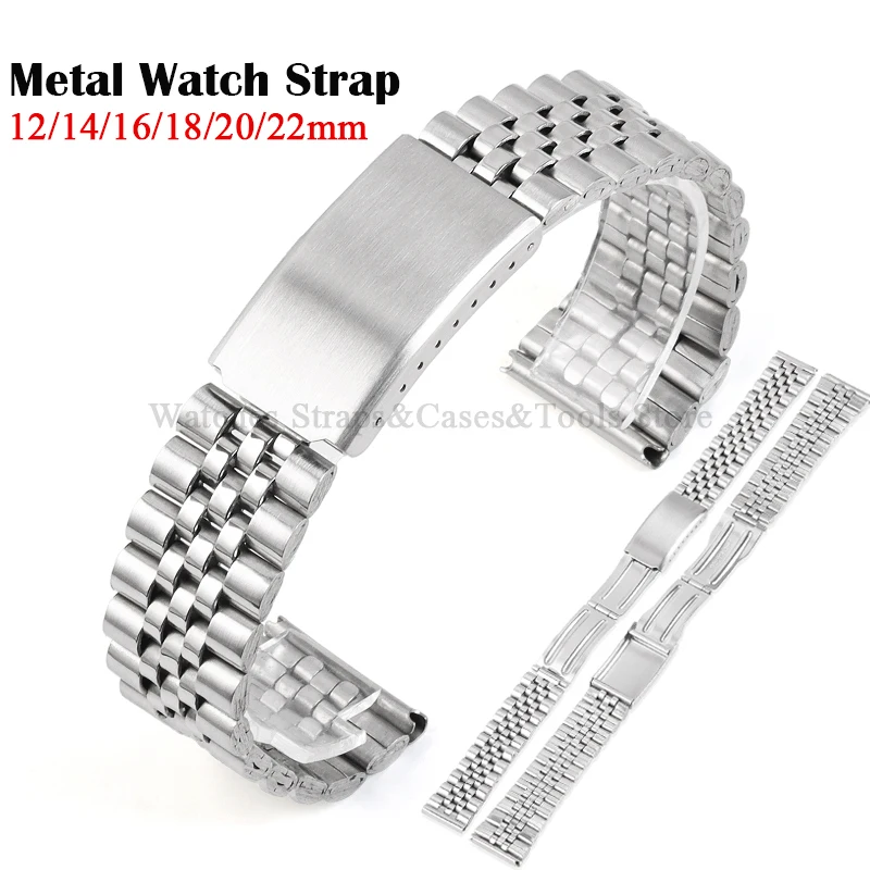 12/14mm 16mm 18mm 20mm 22mm Metal Watch Strap for Seiko for Samsung Galaxy Watch 6/5/4/3 Folding Buckle Men Women Universal Band