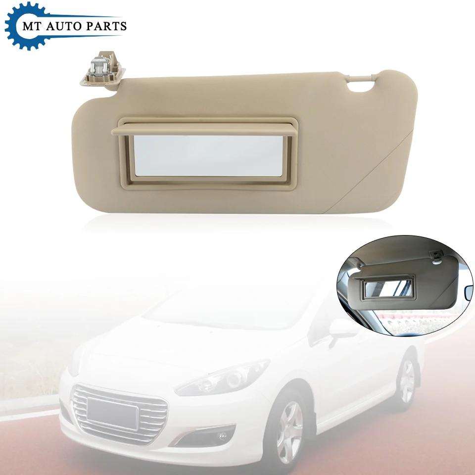 

MTAP Car Front Sunvisor Sun Visor Assembly With Mirror For Peuget 408 2010-2013 For 308 2012-2015 Gray Color Without Lamp