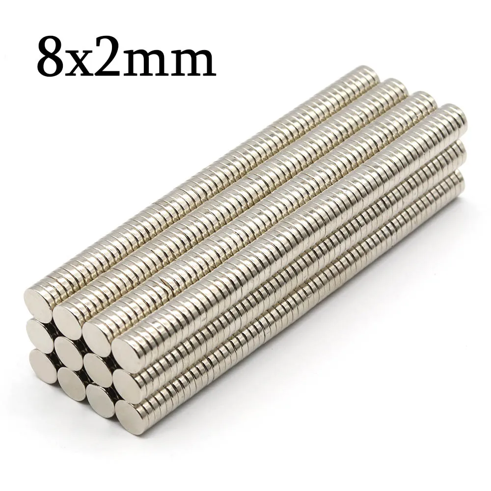 Neodymium Magnet Waterproof Stable Magnetic Iron Material Round 8x2mm for Whiteboard Teaching Home Organization