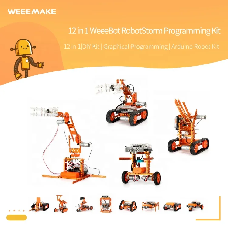 WeeeMake 12 in 1 WeeeBot RobotStorm STEM DIY  Camera Dolly Programmable  Compatible with Arduino IDE ics Kit