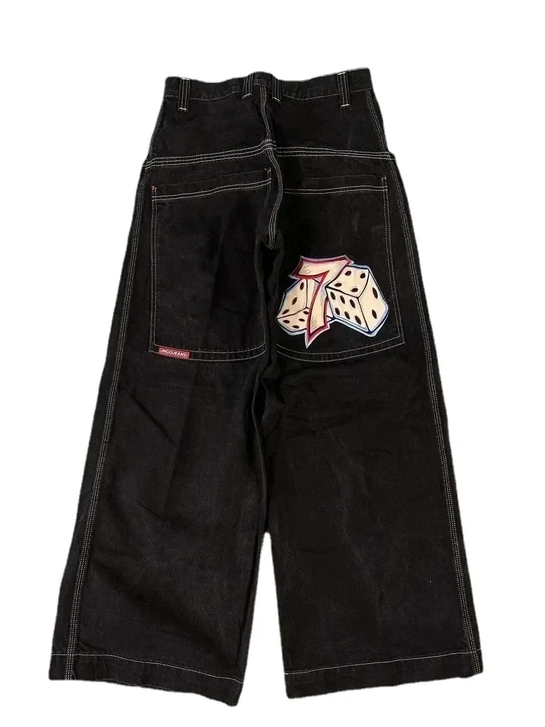 JNCO-Calça jeans Harajuku de perna larga masculina, calça casual estética, jeans bordados, moda Y2K Streetwear, alta qualidade, novo