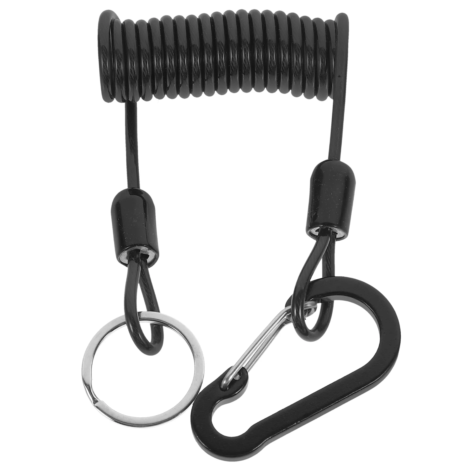 Stainless Steel Retractable Rope Buckle Anti-lost Fishing Accessories Spring Lanyard Extension Coiled