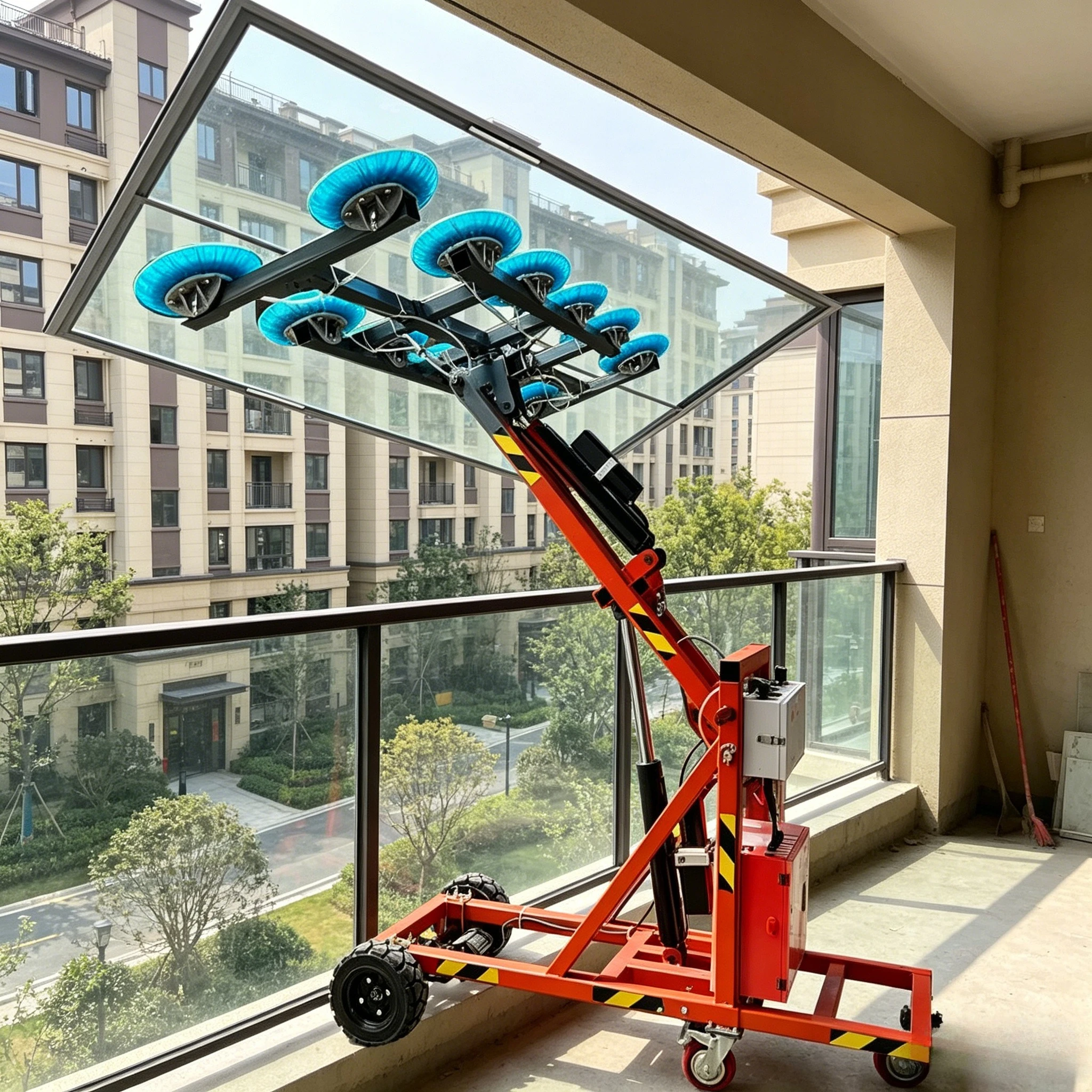 600kg Load 2.2kW 220V Electric Glass Vacuum Suction Cup Cart Lifter with 1 Year Warranty Customized