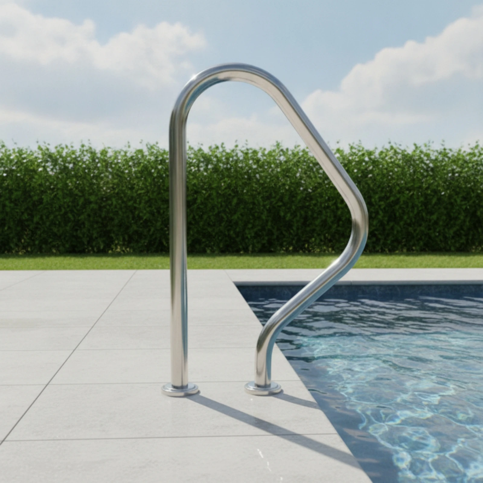 Handrail with Flange Base Stainless Steel Pool Ladder Handrail Above Ground Pool Ladder Flange Surface Mount