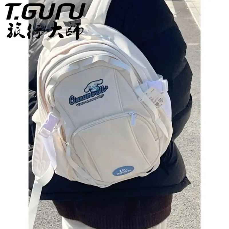 Dolce MINISO Anime Kawaii Zaino portaoggetti Simpatico cartone animato Cinnamoroll Studente Borsa da scuola di grande capacità Regali adorabili per ragazze