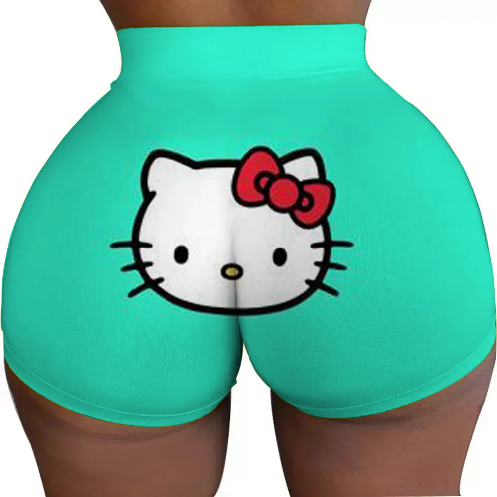 Pantaloncini da donna estivi 2025, super pantaloncini da donna con scollo a O Hello Kitty, pantaloncini da donna slim fit, caldi e sexy