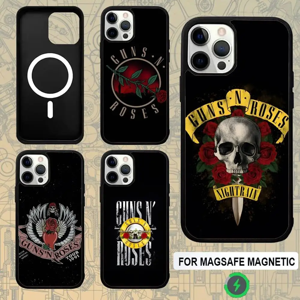 

Band G-Guns N R-Roses For Magsafe Wireless Charger Case For iPhone 15,16,17,13,14,11,12,Pro,Max,Plus,E,Air,Mini Protection