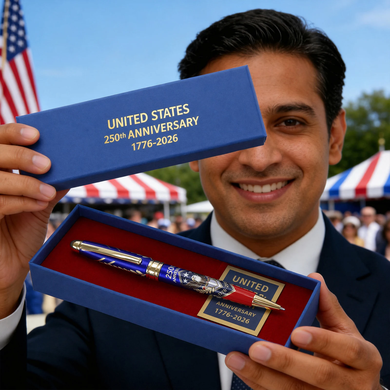 250th Anniversary Commemorative Ballpoint Pen 1776-2026 Commemorative Patriotic Engraved Gel Pen for Men Lawyers History Buffs