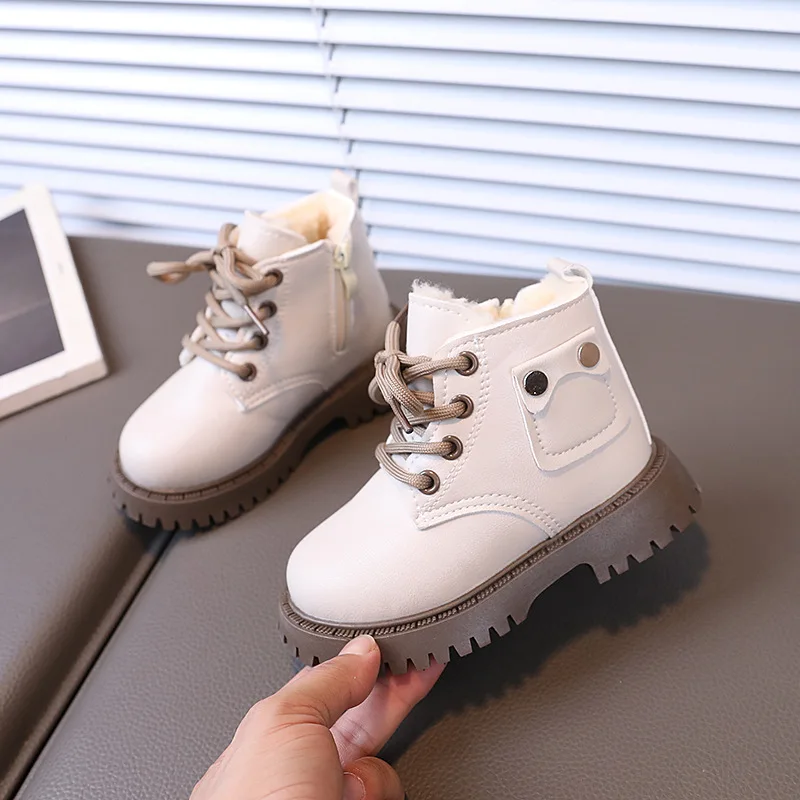 Bottes courtes en cuir pour bébés garçons et filles, bottes de Style britannique, Design en métal, à la mode, nouvelle collection automne hiver