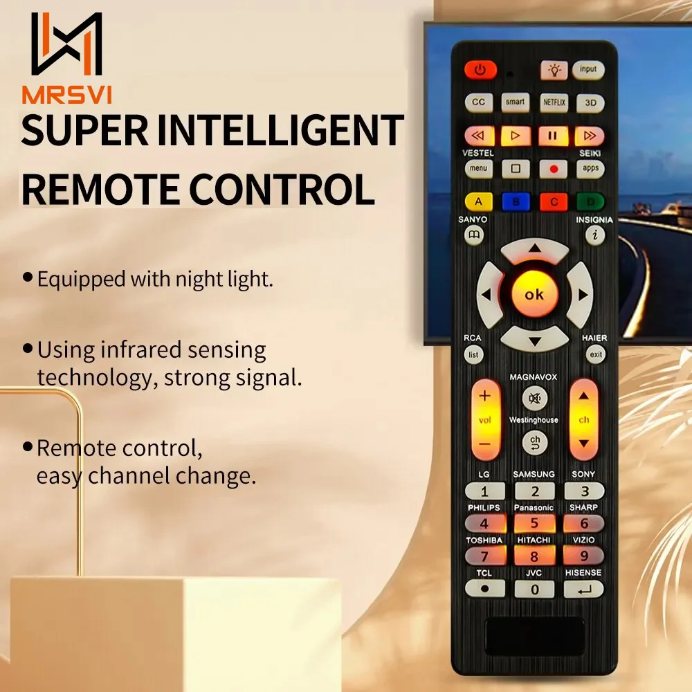 Universal Replcement Remote Control RC-G008 With Backlight For Multiple Television Models Universal Infrared TV