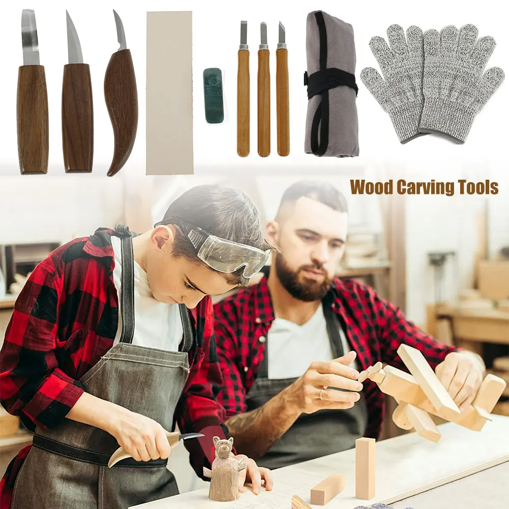 Carving Chisel Cutter Kit Ergonomic Woodworking Whittling Cutter Gouges Tools Set for Carpenter DIY Craft Beginners Enthusiastic