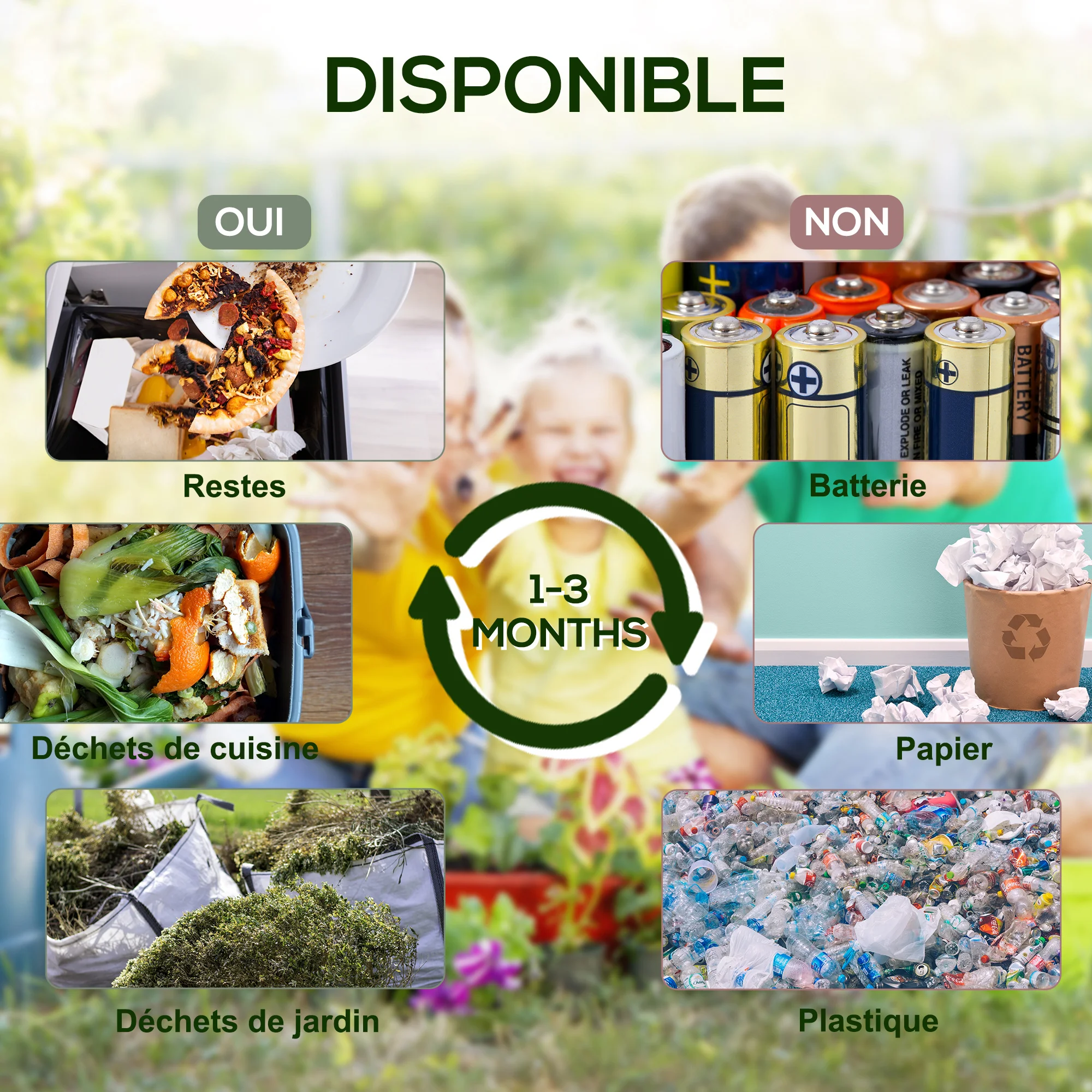 Outsunny Compostador de jardín, contenedor de compostaje giratorio 360° para jardín ° de polipropileno 65 L 24 orificios 60 x 49 x 77 cm negro