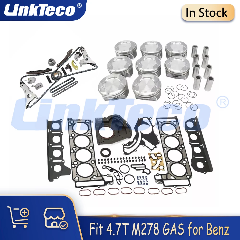 

Engine Rebuilding Gasket Piston Ring Timing Set Fit 4.7 T M278 GAS for Mercedes-Benz GL450 GL500 GLS550 S500L X166 W221 4.7T