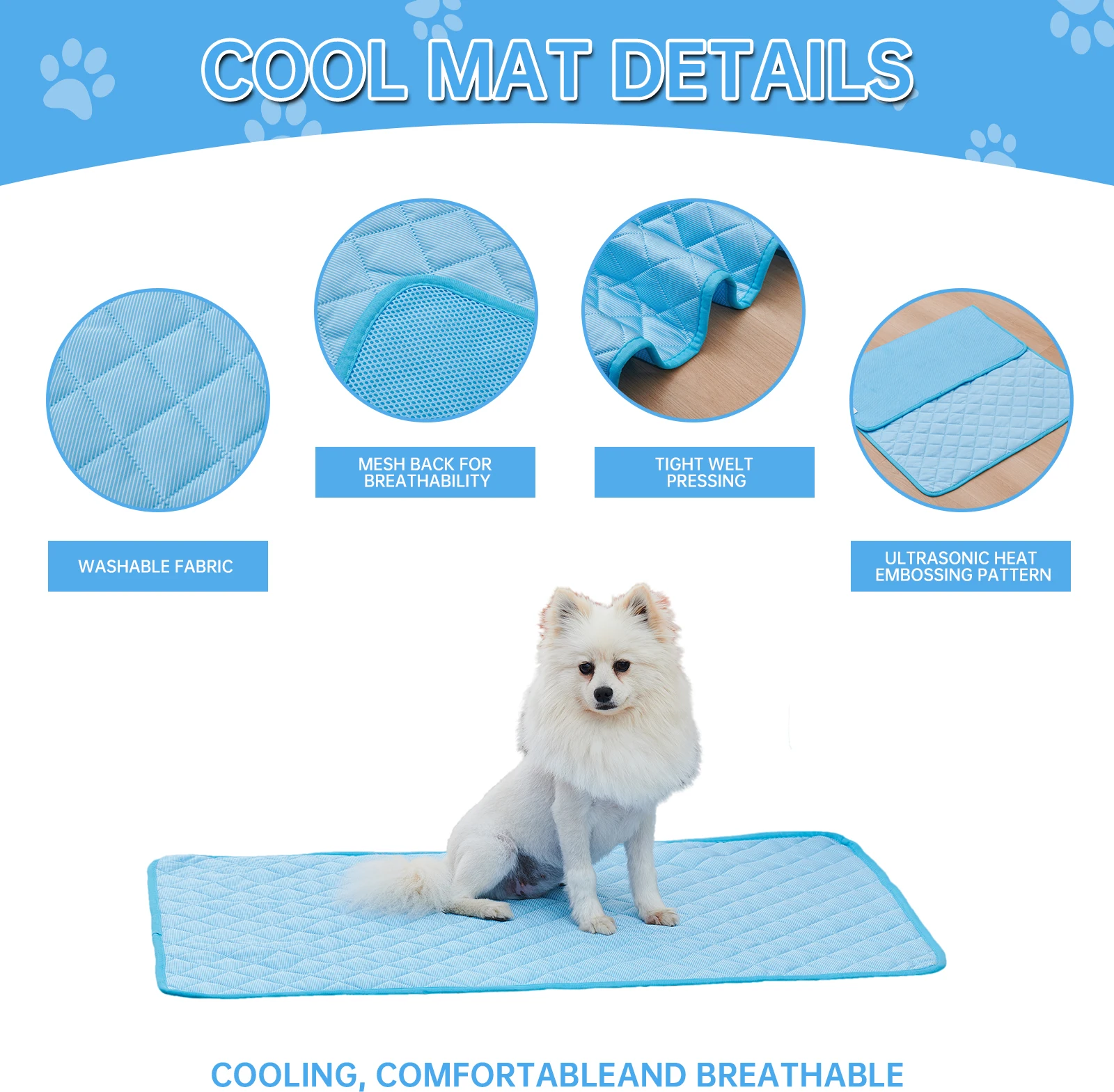 Esterilla refrescante para perro, alfombrilla transpirable para sofá, cama lavable y fresca, ideal para mascotas medianas y grandes, ideal para el verano