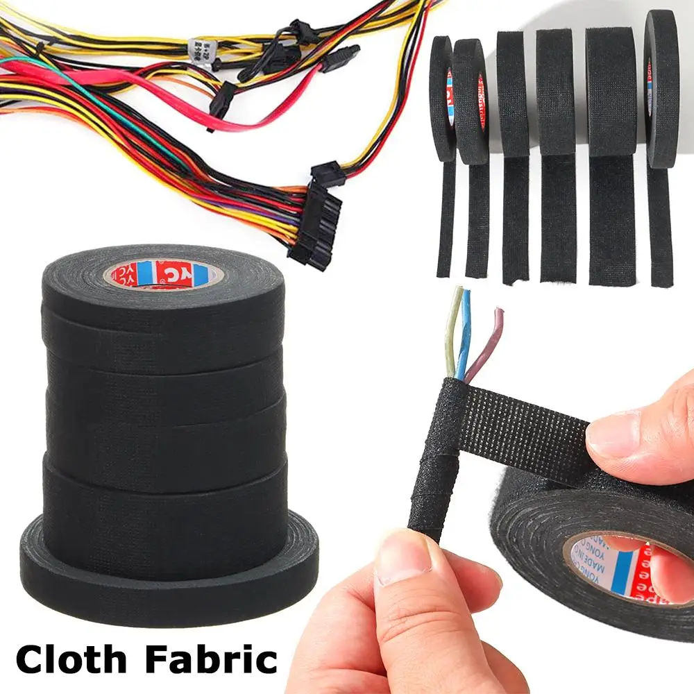 15/25M Elektrisches Wickelband Kabelfixierband Automobil-Stoffband Kabelbaum-Klebeband Hitzebeständiges Klebeband