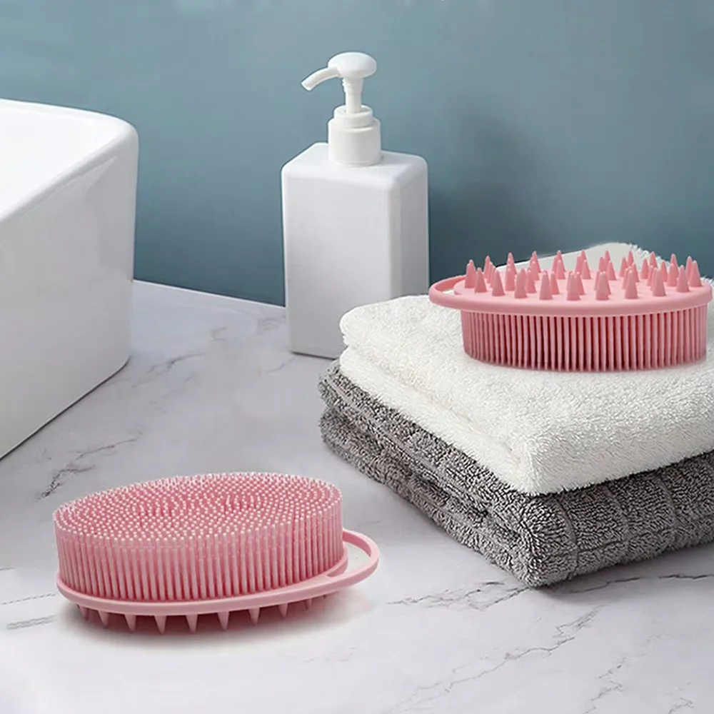 2-In-1 Silicone Massage Shower Brush Exfoliating Body Brush Head Scrub Suitable For Men And Women's Daily Shower Use Shower Tool