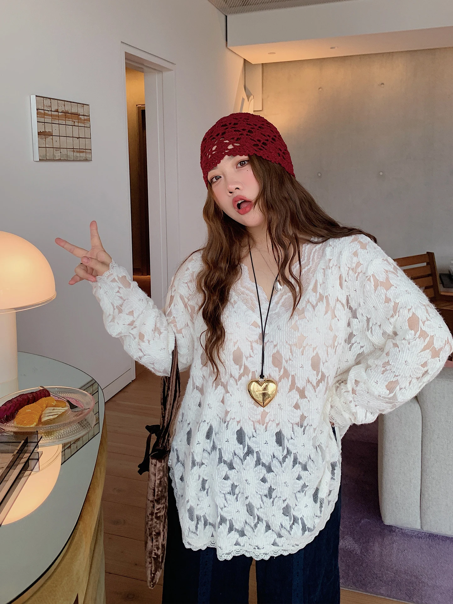 

Шикарная женская модная футболка с v-образным вырезом и кружевной основой, внутренняя одежда, повседневная свободная посадка ort Sve, однотонная средней длины