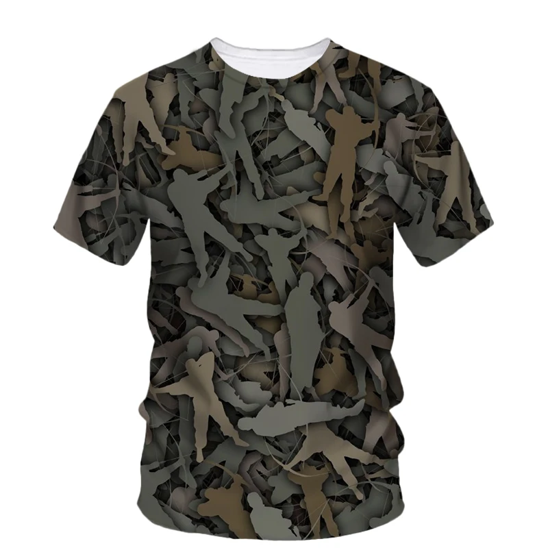 Summer Fashion New Hunting Camo graphic t shirts For Men Outdoors Personality Trend Casual Printed O-neck Short Sleeve Tees Tops